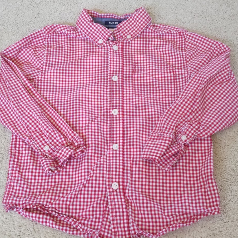 Gymboree red and white plaid button-down size 5/6